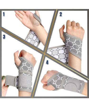 Carpal Tunnel Wrist Brace - Adjustable Copper Compression Support for Men & Women | Elastic Wraps for Sports Weightlifting Tendonitis & Arthritis - Grey - Buy Online on GoSupps.com