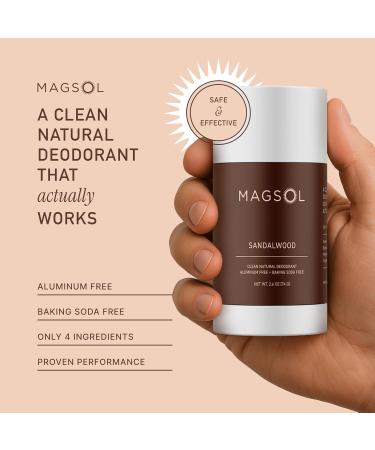 MAGSOL Natural Deodorant with Magnesium for Men & Women - Sandalwood Scent - Aluminum and Baking Soda Free - 3.2 oz - Buy Online on GoSupps.com