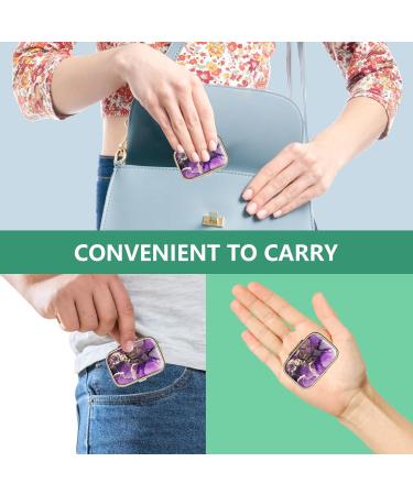 Retro Small Pill Box with Mirror - 2 Piece Purple Gold Marble | Travel Gifts for Vitamins Fish Oil & Supplements - Buy Online on GoSupps.com