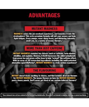 MUTANT Madness Pre-Workout Powder - High-Intensity Blue Raspberry 30 Servings (225g) - Buy Online on GoSupps.com
