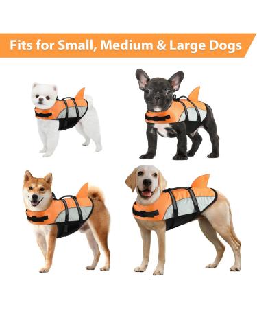 Buy Alagirls Adjustable Dog Life Jacket Vest - Pet Lifeguard for Swimming Sizes M (48-58cm) - Orange & Gray - Buy Online on GoSupps.com