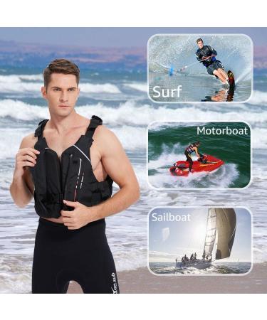 Zeraty Adult Life Jacket Swim Vest - Medium-Large Black | Buoyancy Aid PFD for Fishing, Sailing, Surfing, Boating, Kayaking - Buy Online on GoSupps.com