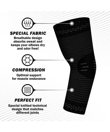 POWERLIX Elbow Brace Compression Support Sleeve for Tendonitis - Large - Black - Buy Online on GoSupps.com