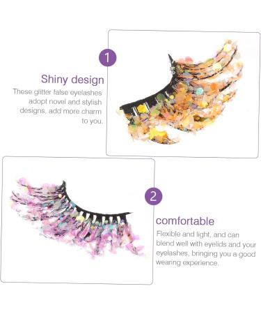 Mikinona 5 Pairs Colored False Eyelashes Colored Eyelashes Costume Dramatic Eyelashes Party False Eyelashes Glitter Eyelashes Lashes Glitter Lashes 3d Clothing Chemical Fiber Cosplay - Buy Online on GoSupps.com