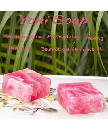 Organic Yoni Soap Bars 2-Pack, Handmade Vaginal Wash with Bubble Net - Feminine pH Balance & Vaginal Care Soap 3.53 oz (Rose Pink) - Buy Online on GoSupps.com
