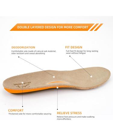Orthopedic Arch Support Insoles for All-Day Comfort - Breathable Leather Shoe Inserts for Men & Women | Plantar Fasciitis Relief | Size 11-11.5 - Buy Online on GoSupps.com