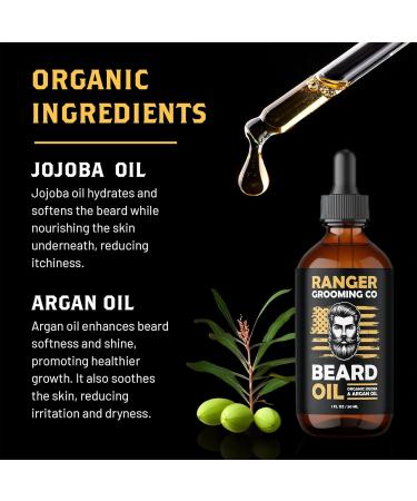 Ranger Grooming Co Fragrance-Free Beard Oil 1 oz - 100% Pure Natural Conditioner for Groomed Beards and Moisturized Skin - Buy Online on GoSupps.com