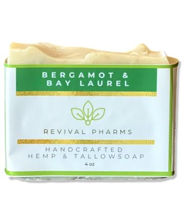 Handcrafted Soap Bar - Olive Oil & Coconut Oil - All Natural - Made in USA - 4oz (Bergamot & Bay Laurel)