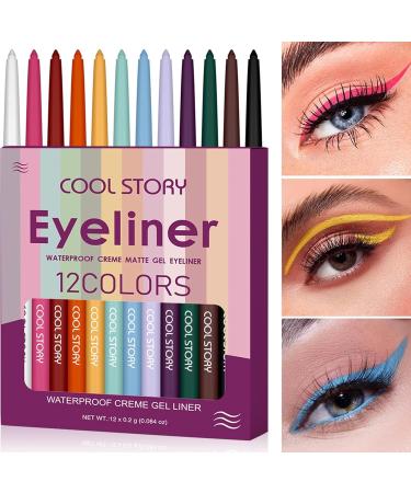 Colored Liquid Eye Liner - Waterproof Matte Liquid Eye Liner Matte Eyeshadow Highlight Pen Rainbow Eye Liner Soft Crayon Eye Shadow Set for Halloween Festival Makeup - Buy Online on GoSupps.com