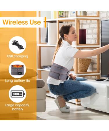 Tebi USB Heated Hip Belt - Infrared Heat Waist Massage Device for Back & Abdominal Pain Relief - Hot Compress & Lumbar Support - Buy Online on GoSupps.com