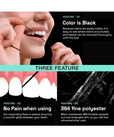Brushmo Black Floss - 50m MicroCrystalline Wax Dental Floss Expanding Woven No PFAS Mint Flavor 2 Pack for 100 Days of Use - Buy Online on GoSupps.com