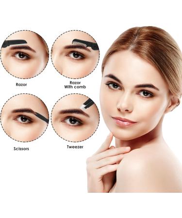 Lusofie 5 IN 1 Eyebrow Grooming Kit - Stainless Steel Razor, Tweezers, Scissors, Razors, Spoolie Brush for Women and Men - Buy Online on GoSupps.com