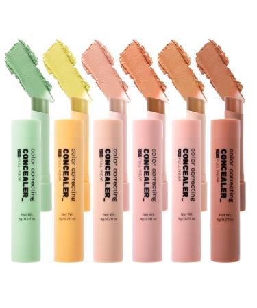 High Coverage Concealer Stick - 6 Face Shades - Light Concealer Neutralizing Uniforming Natural Complexion Without Cosmetic Marker