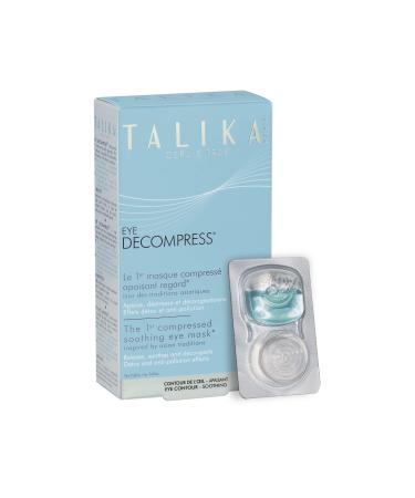 Talika Eye Decompress (6 Masks) - Calming Eye Mask Treatment - De-puffs Hydrates and Soothes - With Chamomile Antioxidants Rose Petals and Anti-Pollution Ingredients