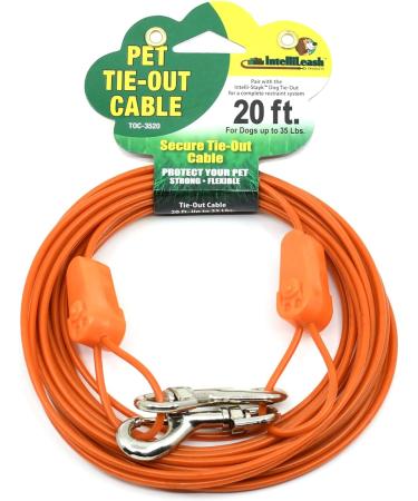 IntelliLeash Tie-Out Cables for Dogs up to 10/35/90/125/250 Pounds. Lengths from 12-100 Feet. (35 lbs / 20 ft) 20 Foot (Pack of 1) - Buy Online on GoSupps.com