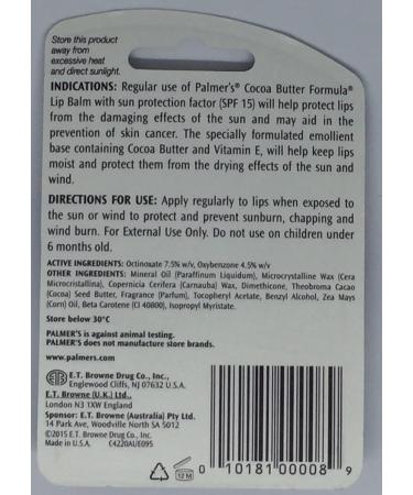 Palmers Coco Butter Lip Balm SPF-15 0.15 oz (Pack of 2) - Hydrating Lip Care - Buy Online on GoSupps.com