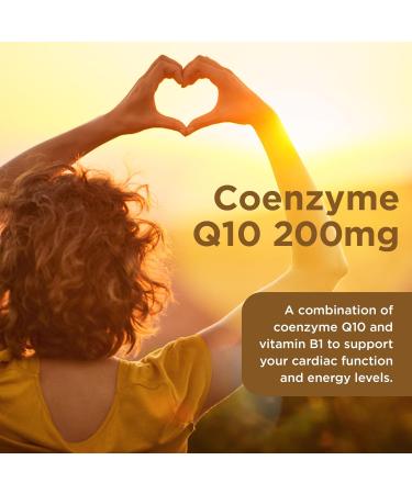 Healthspan Coenzyme Q10 200mg with Vitamin B1 - 60 Capsules for Heart Health & Energy | Vegan | Sunflower Oil Base - Buy Online on GoSupps.com