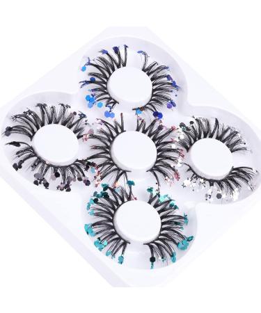 Glitter Lashes Christmas 5 Styles Mixed False Eyelashes - Dramatic Glitter Colored Faux Mink Strip Lashes Pack - Buy Online on GoSupps.com