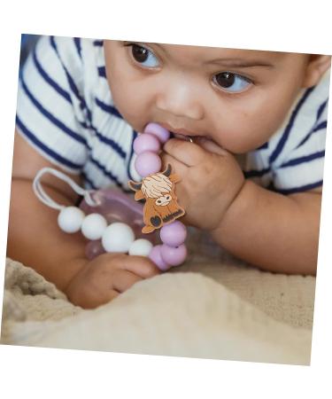 KONTONTY 10pcs Highland Animal Beads Silicone Teether - Light Brown Cartoon Baby Teething Toy - Buy Online on GoSupps.com