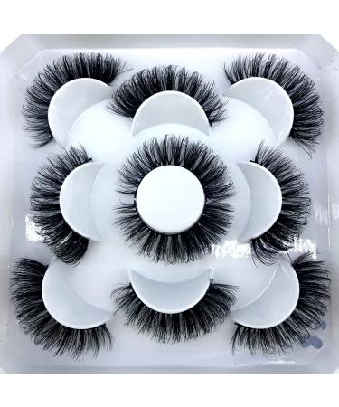 HBZGTLAD Soft 5Pairs Mink Lashes Natural Mink False Eyelashes Fluffy Wispy Beauty Lashes Dramatic Messy Long Eyelash Extension For Makeup (ML83)