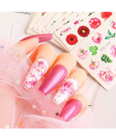 Retro Rose Nail Art Decals - 24 Sheets Floral Nail Stickers for Women | Water Transfer DIY Decoration & Manicure Tips - Buy Online on GoSupps.com