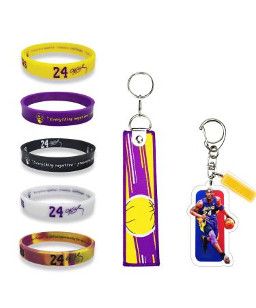 Basketball Silicone-Bracelet Basketball-Star Keychain, Sport Star Signature Rubber Wristbands for Men, Basketball Accessories Sports Wristbands Gifts for Mens Boys (7-Pack) KB-#24