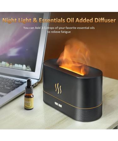 PLUWEL Flame Diffuser Humidifier 180ml - Auto Off Essential Oil Aroma with Fire Flame Effect - 2 Brightness Modes for Home Office Spa Gym (Black) - Buy Online on GoSupps.com