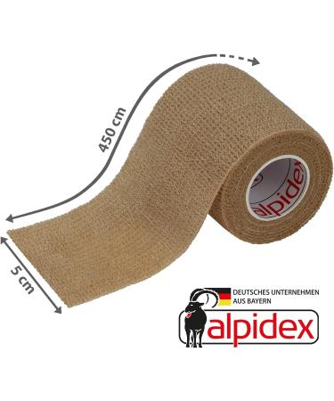 Alpidex 6 Rolls Adhesive Bandage 5 cm x 4.5 m - Self-Adhesive Sport & Vet Wrap Tape in Beige - International Shipping Available - Buy Online on GoSupps.com