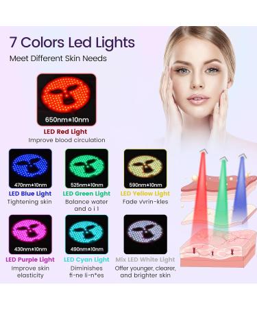 LED Light Mask for Face - Red & Blue Light Therapy 7 Colors Silicone Facial Device for Collagen Production | International Shipping - Buy Online on GoSupps.com