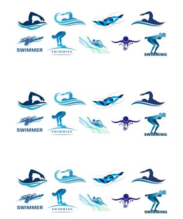 27 Stand Up Swimming Swimmer Themed Edible Wafer Paper Cake Toppers Decorations