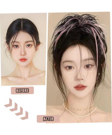Clip On Ponytail Extensions 12Inch Hair Extensions Ponytail For Women Synthetic Short Hair Bun Ponytail Straight Fashion Claw Clip Open Hair Pieces For Women Girls(Black&Pink) - Buy Online on GoSupps.com