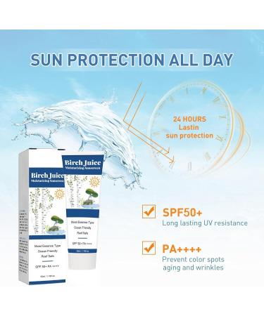 Birch Juice Moisturizing Sun Cream Organic Sunscreen SPF50 Skincare Sunscreen Strong UV Protection No White Cast Moist Essence Type-50ml (A) - Buy Online on GoSupps.com