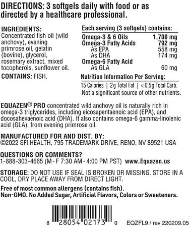 EQUAZEN PRO Fish Oil for Kids - Clinically Tested Brain Support Supplement with DHA/EPA Omega-3 + Omega-6 - Improve Focus, Learning & Behavior in Children/Teens - 90 Softgels - Buy Online on GoSupps.com
