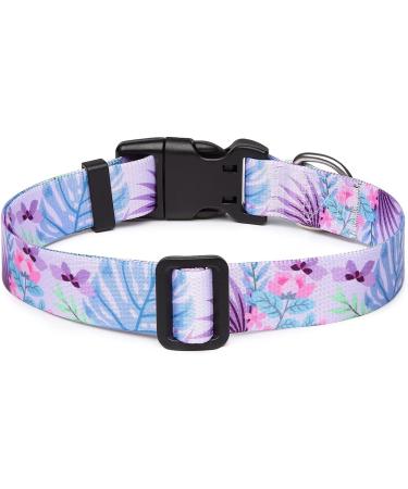 Suredoo Adjustable Dog Collar - Soft Nylon for Small & Medium Dogs - Purple Flowers (L 38-63 cm) - Buy Online on GoSupps.com