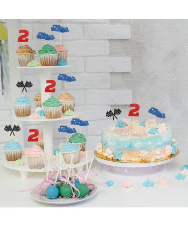 Maicaiffe Two Fast Cupcake Toppers Race Car Birthday Cupcake Toppers 2nd Birthday Two Cool Racing Party Dessert Decors Racing Party Decorations 24Pcs Glitter - Buy Online on GoSupps.com