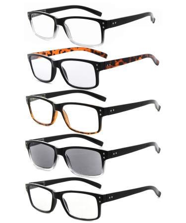 Eyekepper 5 pieces Classic Spring Hinge Reading Glasses Sun Reading Glasses 5 pieces Mix 3.0 diopters