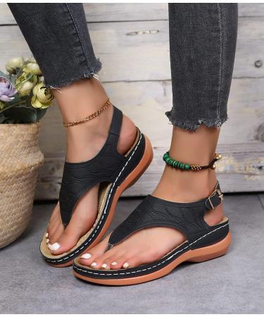 Dimleen Orthopedic Platform Sandals - Comfy Arch Support, Anti-Slip, Breathable (Black, Size 8) - Buy Online on GoSupps.com