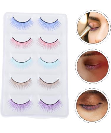 POPETPOP 5 Pairs Colored False Eyelashes Makeup Eyelashes Synthetic Fiber Eyelash Cross Eyelashes Fluffy Eyelashes False Eye Lashes European and Artificial Fiber Makeup Tools - Buy Online on GoSupps.com