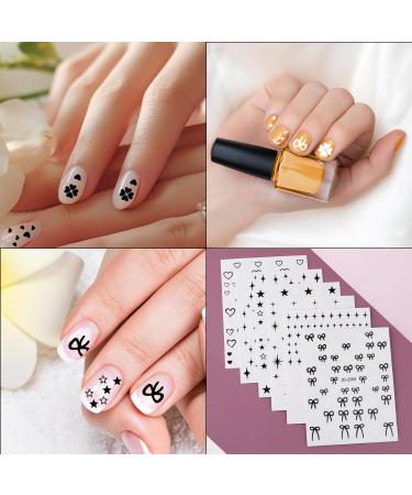Abeillo 6 Sheets Nail Art Stickers Decals Self Adhesive Nail Stickers for Nail Art Star Heart Nail Decals Bow Nail Charms for Women Nail Decoration Supplies - Buy Online on GoSupps.com
