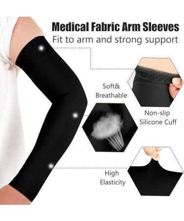 Sosation 3 Pairs Lymphedema Compression Arm Sleeves - Full Arm Support, Graduated Compression, Pain Relief for Arthritis (Black, Size L) - Buy Online on GoSupps.com
