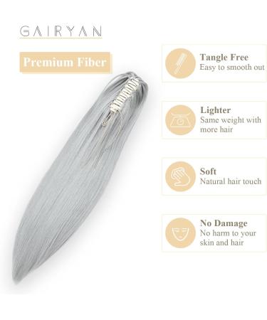 Gairyan Clip in Ponytail Hair Extensions 21 inch Ponytail Extension Long Straight Pony Tails Claw on Ponytail Synthetic Hairpieces for Women Soft Natural Look (Dark Gray) - Buy Online on GoSupps.com