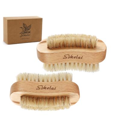 2 x nail brush nail brush hand brush hand washing brush double -sided brush made of bristle natural wood for manicure pedicure hand care for men women girls - Buy Online on GoSupps.com