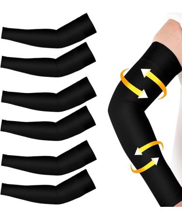 Sosation 3 Pairs Lymphedema Compression Arm Sleeve Full Arm Support Graduated Compression Arm Brace Pain Relief Arthritis(Black, L)