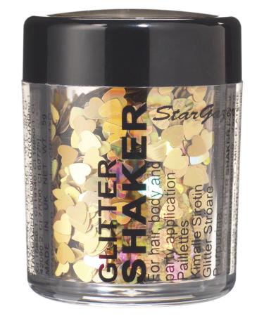 Stargazer Shaped Glitter Gold Heart. Cosmetic gliter shapes that can be used on the face or body.