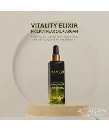 AZARAN Vitality Elixir - Organic Prickly Pear Oil Facial Serum for Scars, Dark Circles, and Redness - Moroccan Anti-Aging Serum with Vitamin K & E - 1.0 Fl oz/30ml - Buy Online on GoSupps.com