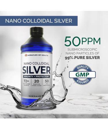 Buy Nano Colloidal Silver 16 oz | 50 ppm - Natural Immune Support with 72+ Plant Minerals & 20 Amino Acids - International Shipping Available - Buy Online on GoSupps.com