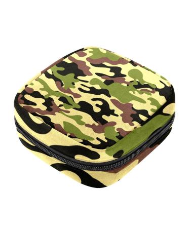 Menstrual Pad Bag with Zipper Ladies Napkin Bag Tampons Collection Bag for Women and Girls (Military Camouflage)