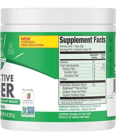 Manitoba Harvest Organic BioActive Fiber Supplement with 6g Fiber per Serving â Digestive Hemp & Psyllium Husk Powder â Non-GMO  Vegan & Kosher  8oz - Buy Online on GoSupps.com