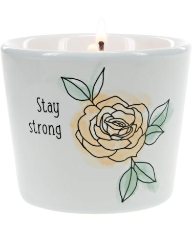 Pavilion Gift Company Stay Strong-Tranquility 8oz Soy Wax Stoneware Vessel Single Wick Candle White 27100