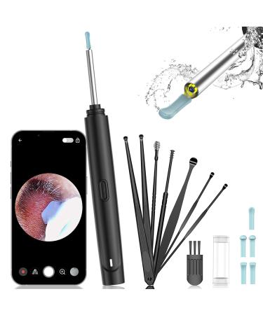 Ear Wax Removal Ear Cleaner with Camera 1080P HD Wireless Ear Otoscope with 6 LED Lights Earwax Remover Kit with 8 Pcs Ear Set Ear Wax Remowal Tool for iPhone iPad Android Phones-Black